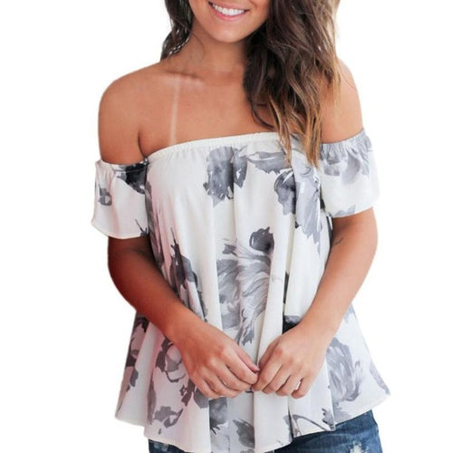 Off Shoulder Floral Printed Blouse