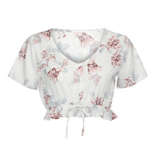 Short Sleeve Shirt Flower Print Top