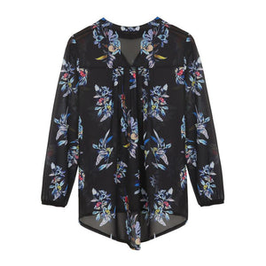 Floral Printing Loose Long Sleeve Top