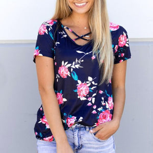 Cross Front Floral Top