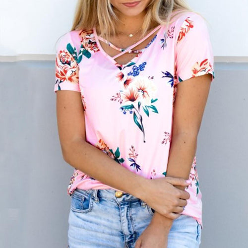 Cross Front Floral Top