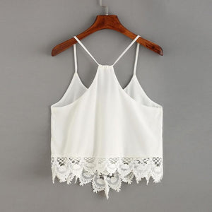 Hollow Out Lace O-Neck Crop Top