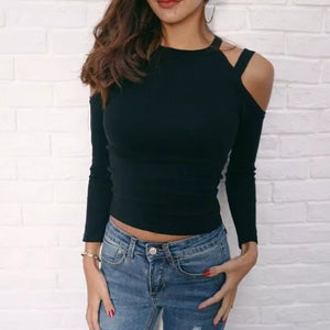 Long Sleeve Shoulder Cut Out Top