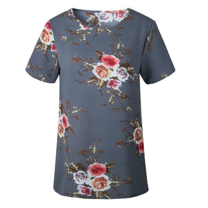 Casual Floral Print Short Sleeve