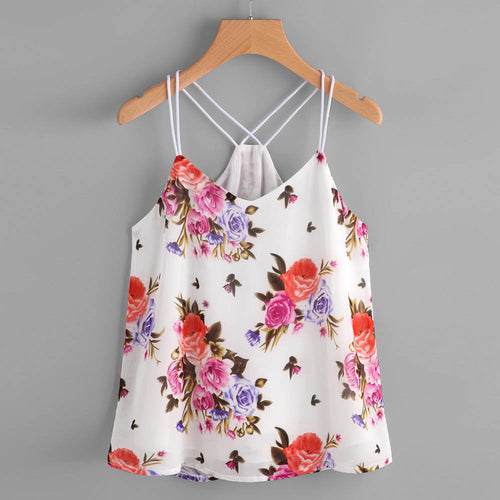 White Floral Crop Top